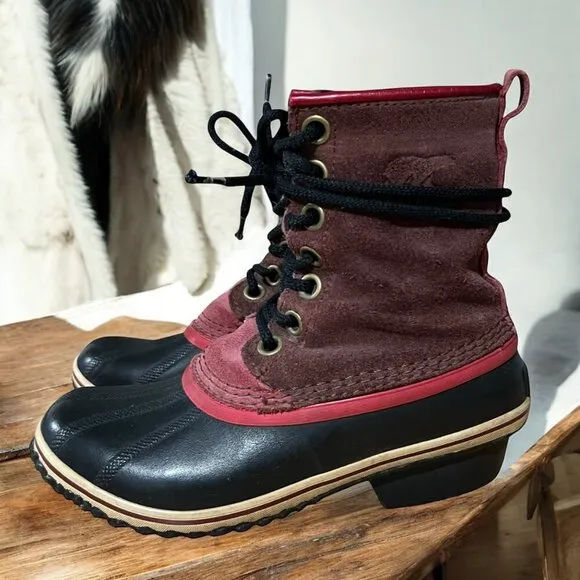 Sorel Slim Pack II Lace Boots Candy Apple Size 7