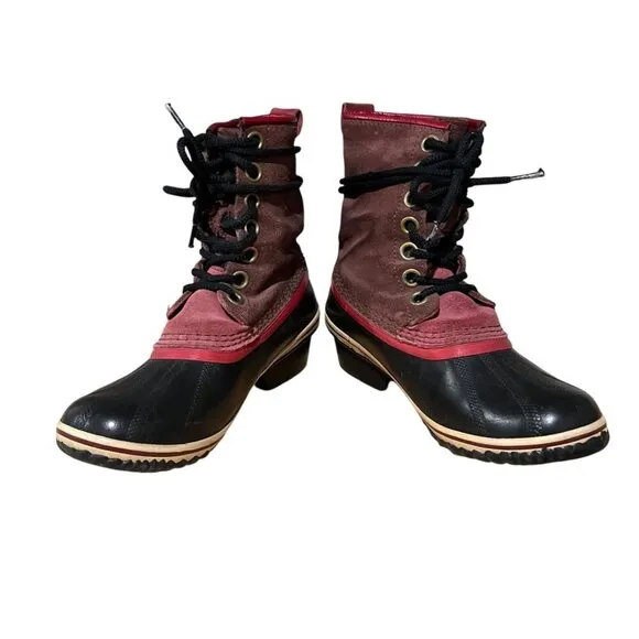Sorel Slim Pack II Lace Boots Candy Apple Size 7