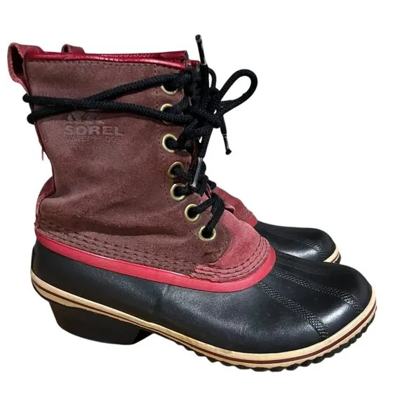 Sorel Slim Pack II Lace Boots Candy Apple Size 7