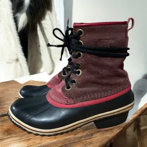 Sorel Slim Pack II Lace Boots Candy Apple Size 7