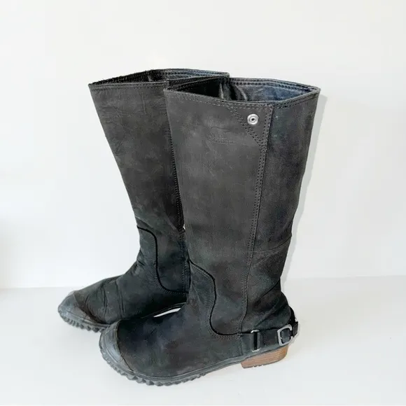 Sorel Slimboot Women's Sz 8.5 Tall Riding Waterproof Black Leather Winter Boots