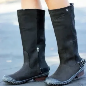 Sorel Slimboot Women's Sz 8.5 Tall Riding Waterproof Black Leather Winter Boots