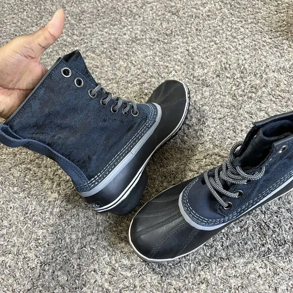 Sorel Slimpack 1964 Women's Waterproof Boots US 9.5 Navy Black Lace-Up Mid Calf