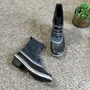 Sorel Slimpack 1964 Women's Waterproof Boots US 9.5 Navy Black Lace-Up Mid Calf