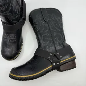 SOREL Slimwestern Women 8.5 Boots Waterproof Black Pilsner Western Harness