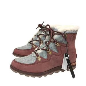 Sorel Sneakchic Alpine Boots Womens 7 Brown Genuine Leather Sherpa Waterproof