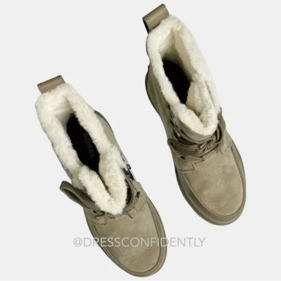 SOREL Tivoli IV Fur Lined Waterproof Boots, Khaki, 5 (US)