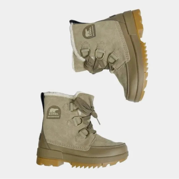 SOREL Tivoli IV Fur Lined Waterproof Boots, Khaki, 5 (US)