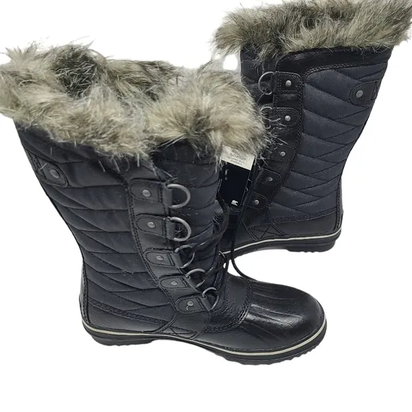 SOREL Tofino II' Faux Fur Lined Waterproof Boot Black‎ Women’s Size 6.5 FLAWED