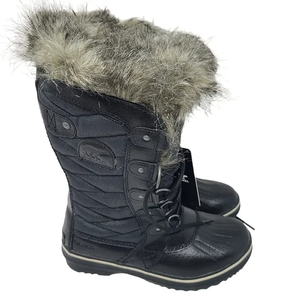 SOREL Tofino II' Faux Fur Lined Waterproof Boot Black‎ Women’s Size 6.5 FLAWED