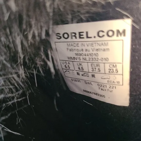 SOREL Tofino II' Faux Fur Lined Waterproof Boot Black‎ Women’s Size 6.5 FLAWED