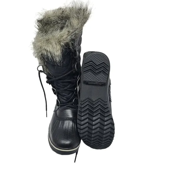 SOREL Tofino II' Faux Fur Lined Waterproof Boot Black‎ Women’s Size 6.5 FLAWED