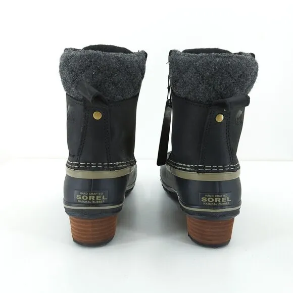 Sorel Women 6 Slimpack ii Lace Duck Boots Kettle Black Wool Waterproof Leather