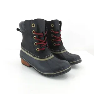 Sorel Women 6 Slimpack ii Lace Duck Boots Kettle Black Wool Waterproof Leather