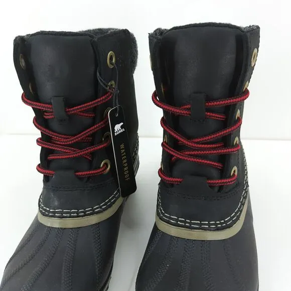 Sorel Women 6 Slimpack ii Lace Duck Boots Kettle Black Wool Waterproof Leather