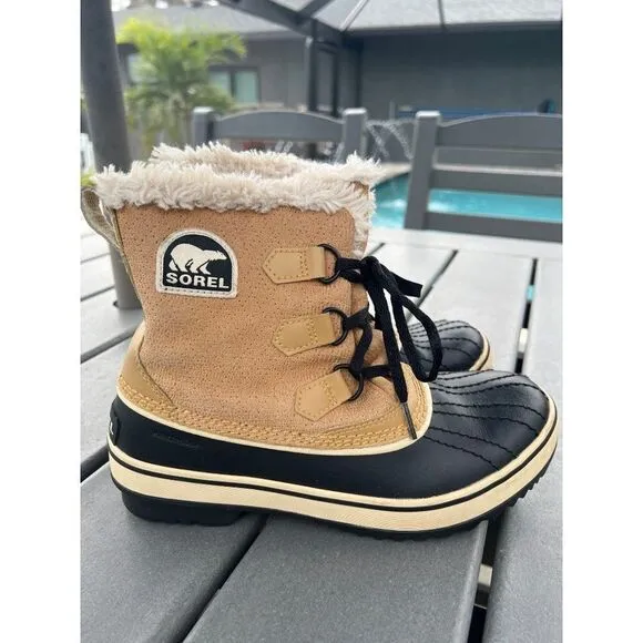 Sorel  Women Faux Fur Lined Waterproof Rain Boots Size 7