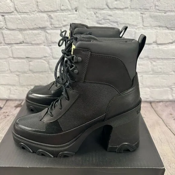 Sorel Women’s Brex Heel Lace Up Waterproof Boots Lace Up Platform Black 10 NEW