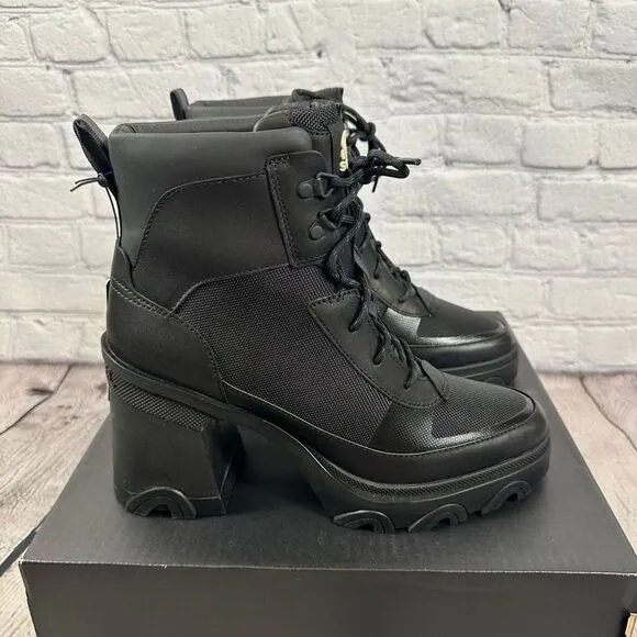 Sorel Women’s Brex Heel Lace Up Waterproof Boots Lace Up Platform Black 10 NEW