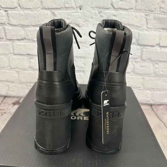 Sorel Women’s Brex Heel Lace Up Waterproof Boots Lace Up Platform Black 10 NEW