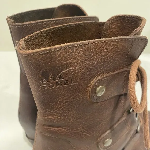 Sorel Women's‎ Brown Leather Joan of Arctic Wedge Waterproof Boots -  US Size 6
