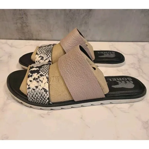 Sorel Women's Ella II Slide Sandals Mauve Vapor Animal Print Size: US 7.5 | EUC