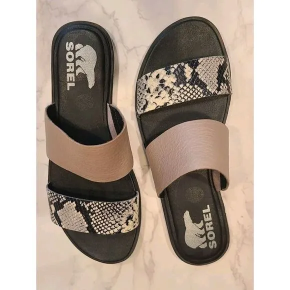 Sorel Women's Ella II Slide Sandals Mauve Vapor Animal Print Size: US 7.5 | EUC