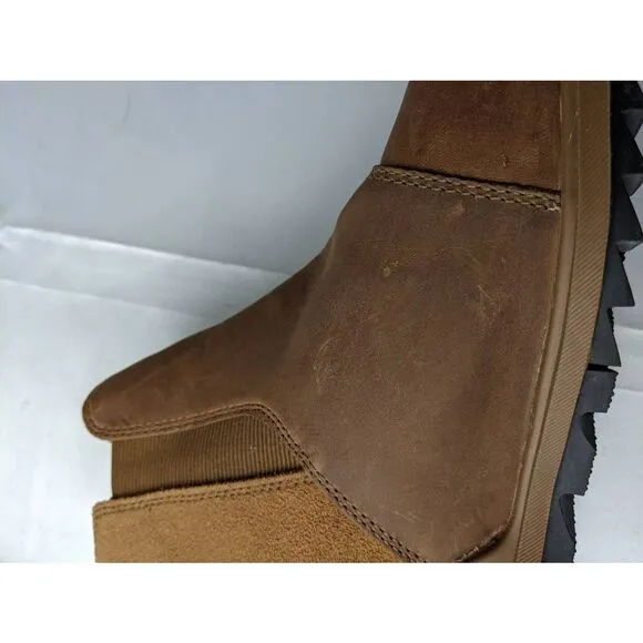 Sorel Women's Evie II Brown Leather Chelsea Waterproof Bootie Pull on Boots Size