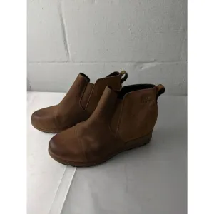 Sorel Women's Evie II Brown Leather Chelsea Waterproof Bootie Pull on Boots Size