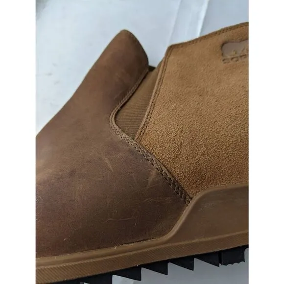Sorel Women's Evie II Brown Leather Chelsea Waterproof Bootie Pull on Boots Size