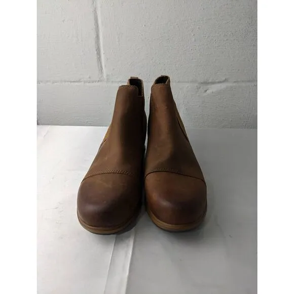 Sorel Women's Evie II Brown Leather Chelsea Waterproof Bootie Pull on Boots Size