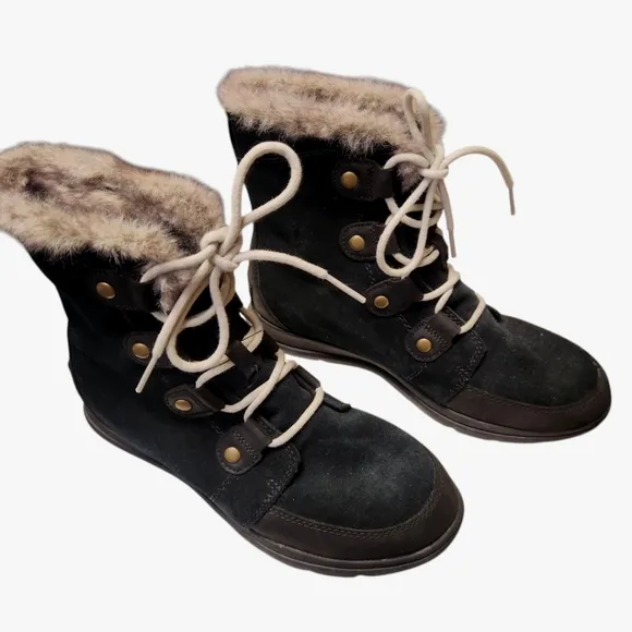 Sorel Womens Explorer Joan Waterproof Leather Faux Fur Lined Boots Size 10