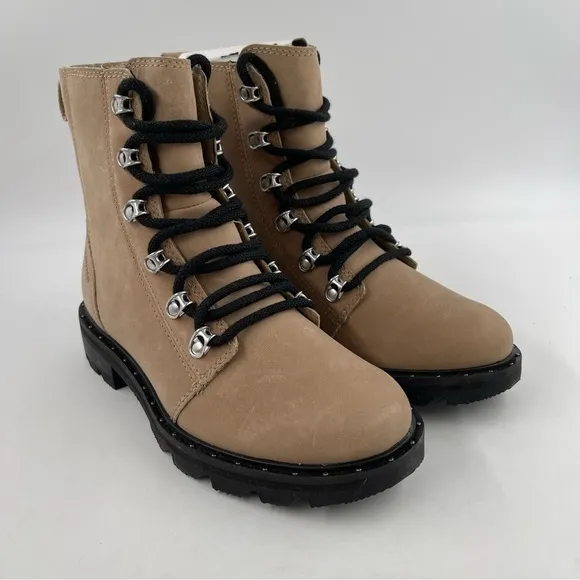 Sorel Women’s Lennox Lace - Size 6 - Tan Waterproof Suede Lace-Up Moto Boots