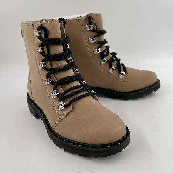 Sorel Women’s Lennox Lace - Size 6 - Tan Waterproof Suede Lace-Up Moto Boots