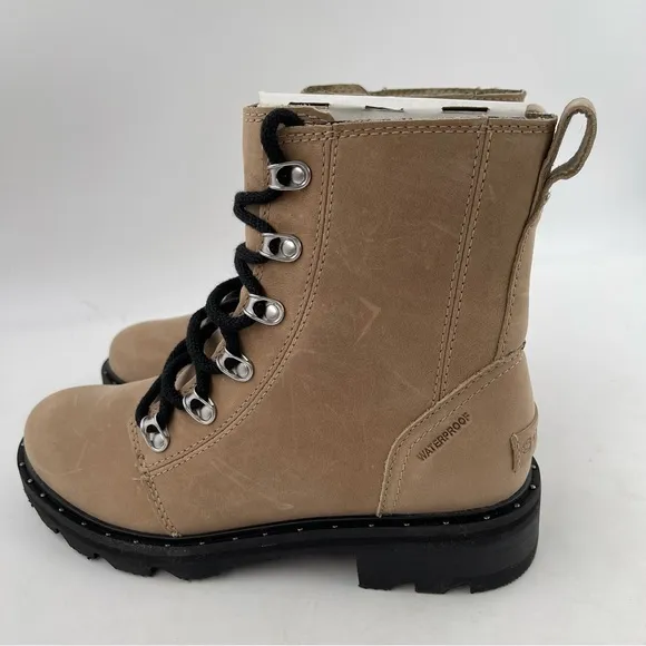 Sorel Women’s Lennox Lace - Size 6 - Tan Waterproof Suede Lace-Up Moto Boots