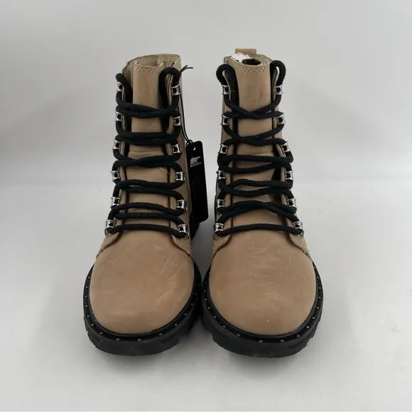 Sorel Women’s Lennox Lace - Size 6 - Tan Waterproof Suede Lace-Up Moto Boots