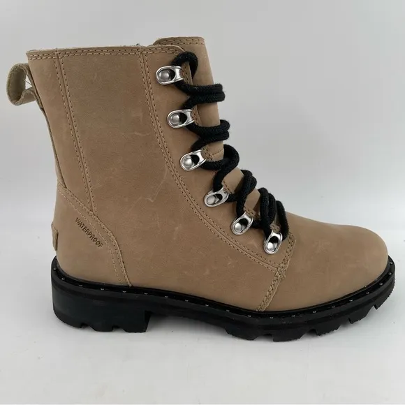 Sorel Women’s Lennox Lace - Size 6 - Tan Waterproof Suede Lace-Up Moto Boots