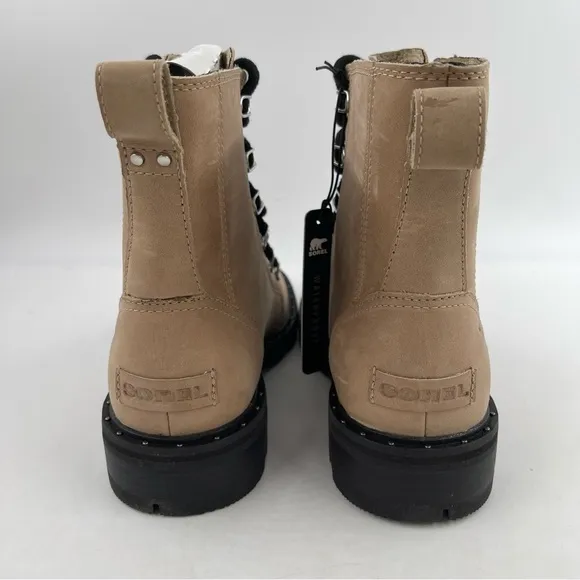 Sorel Women’s Lennox Lace - Size 6 - Tan Waterproof Suede Lace-Up Moto Boots