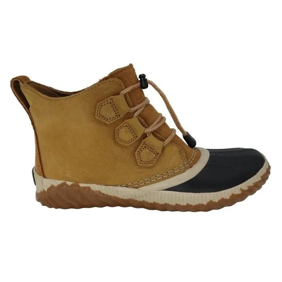 SOREL Women's Out N About Plus Rain Duck Boot in Brown Leather Size 5 NEW