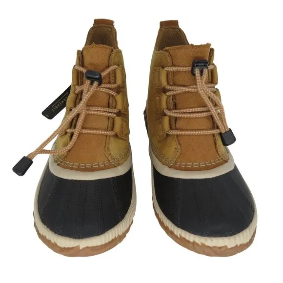 SOREL Women's Out N About Plus Rain Duck Boot in Brown Leather Size 5 NEW