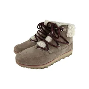 Sorel Women's Harlow Lace Cozy Boots US 8 Tan Shearling Lined Lace-Up Booties