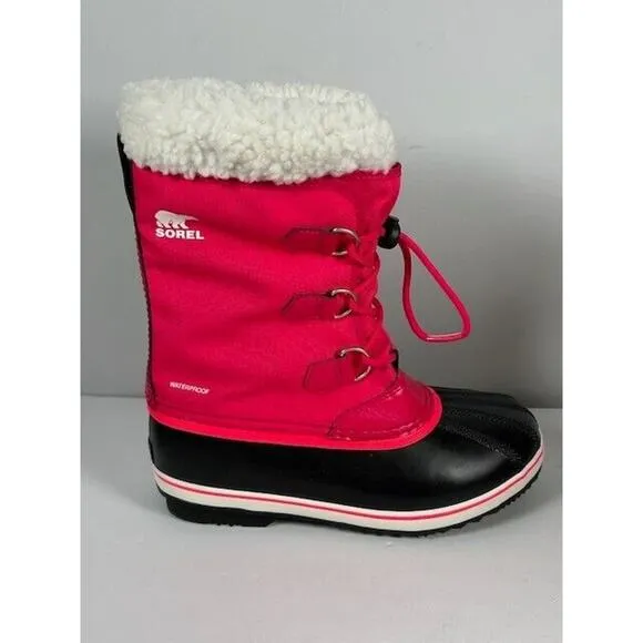 Sorel YOOT PAC Nylon Waterproof Winter Boots Insulated Bright Rose Youth Size 6