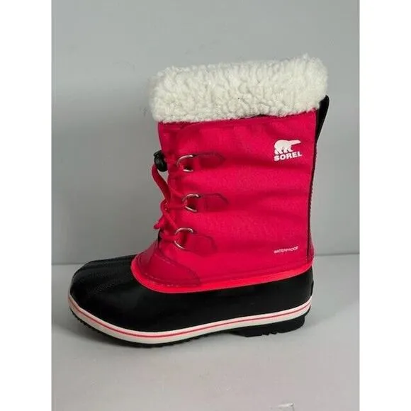 Sorel YOOT PAC Nylon Waterproof Winter Boots Insulated Bright Rose Youth Size 6