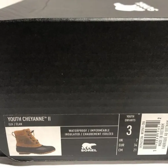 Sorel Youth Cheyenne II Brown Waterproof Boots, Kids’ Size 3 M