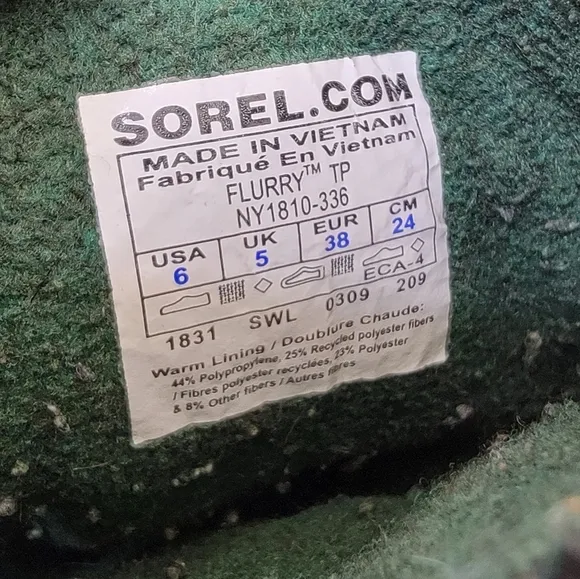 SOREL Youth Flurry Boots Winter Snow Waterproof US 6