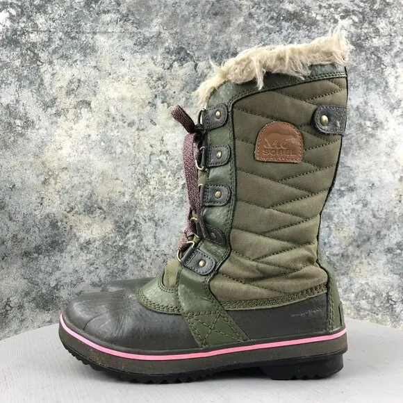 Sorel Youth Size 3 Tofino II Hiker Green Alpine Tundra Waterproof Snow Boots