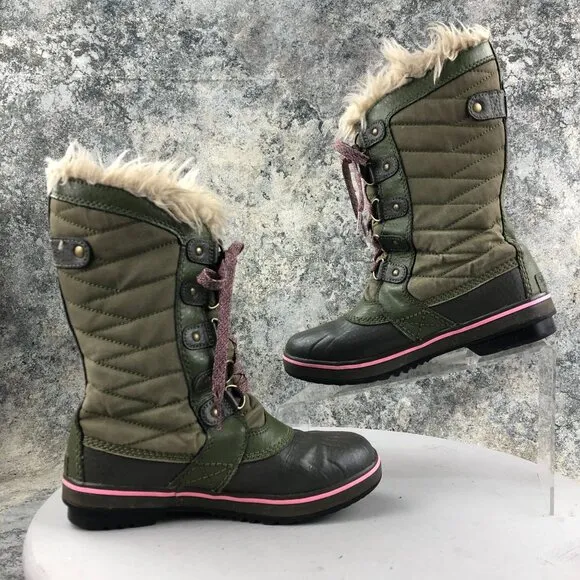 Sorel Youth Size 3 Tofino II Hiker Green Alpine Tundra Waterproof Snow Boots