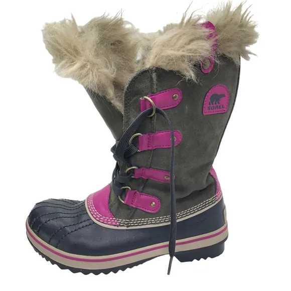 SOREL Youth TOFINO Faux Fur Lined Waterproof Lace Up Boots Size 4
