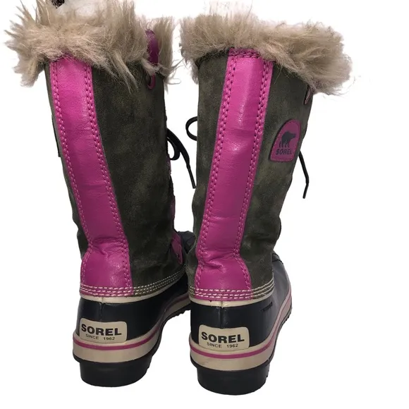 SOREL Youth TOFINO Faux Fur Lined Waterproof Lace Up Boots Size 4