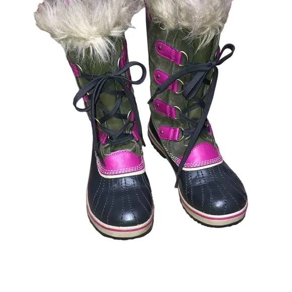 SOREL Youth TOFINO Faux Fur Lined Waterproof Lace Up Boots Size 4
