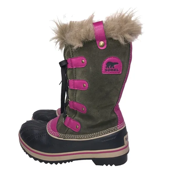 SOREL Youth TOFINO Faux Fur Lined Waterproof Lace Up Boots Size 4